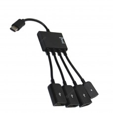 Type-C Male To 3 USB Femal 1 Micro USB Splitter High Speed Data Sync Cable Adaptor OTG Hub