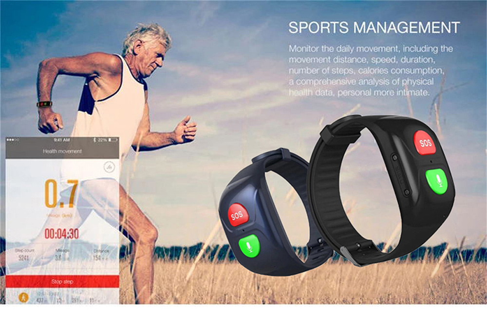 Elderly Anti-lost Smart Bracelet - Black Elderly Anti-lost Smart Bracelet - Black