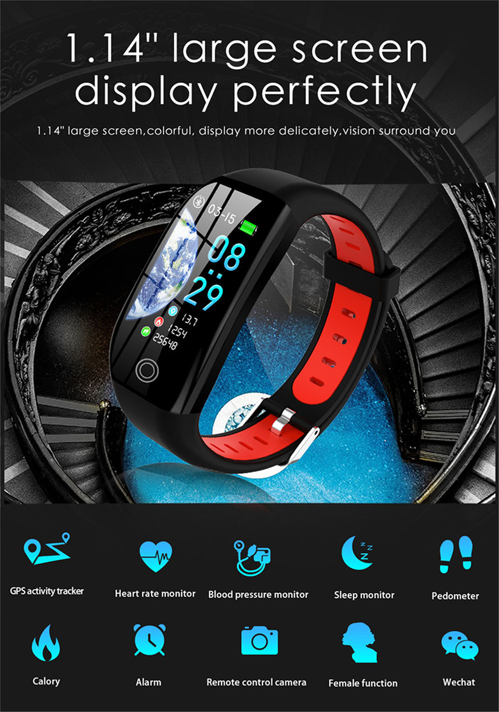 F21 Color Screen Smart Bracelet - Red F21 Color Screen Smart Bracelet - Red