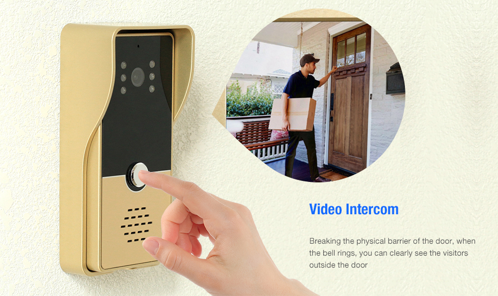 7 inch Wireless Smart Video Doorbell Hand-free Intercom IR Door Phone Camera - Black EU Plug 7 inch Wireless Smart Video Doorbell Hand-free Intercom IR Door Phone Camera - Black EU Plug