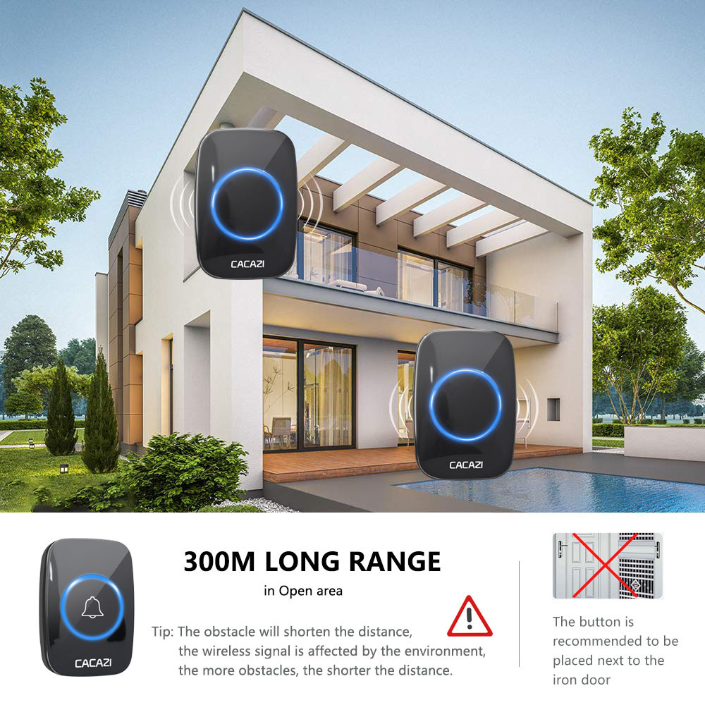 A10 Smart Doorbell - Black 1 Button + 1 Receiver A10 Smart Doorbell - Black 1 Button + 1 Receiver