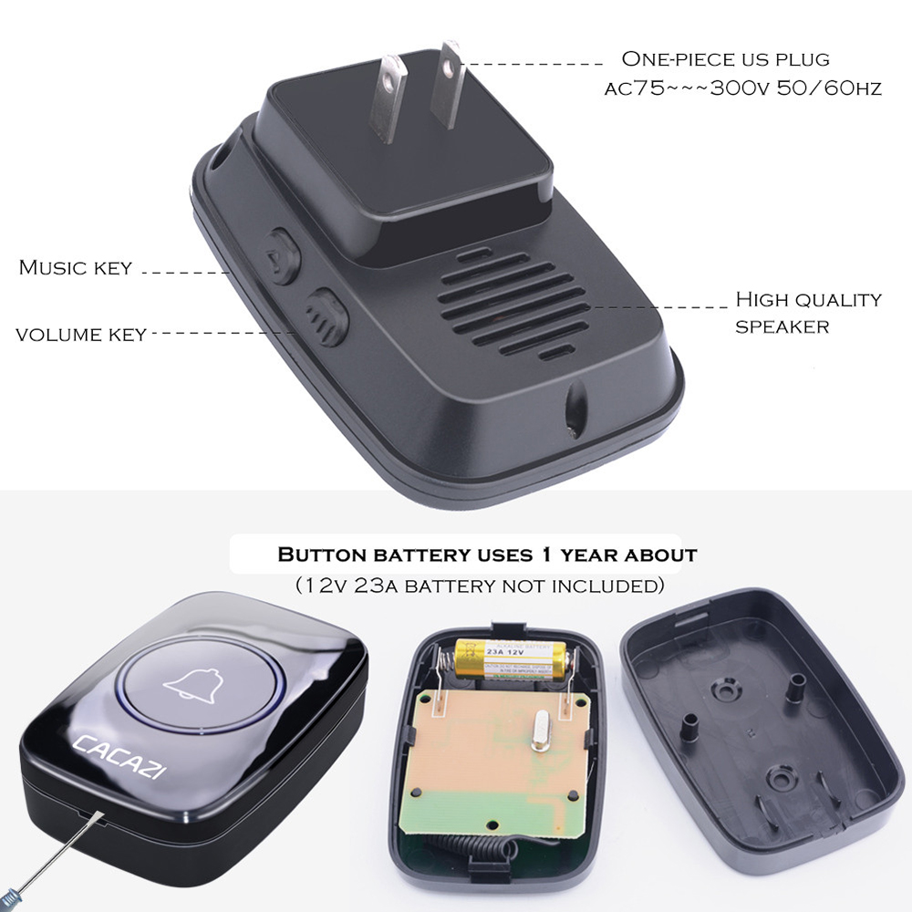 A10 Smart Doorbell - Black 1 Button + 1 Receiver A10 Smart Doorbell - Black 1 Button + 1 Receiver