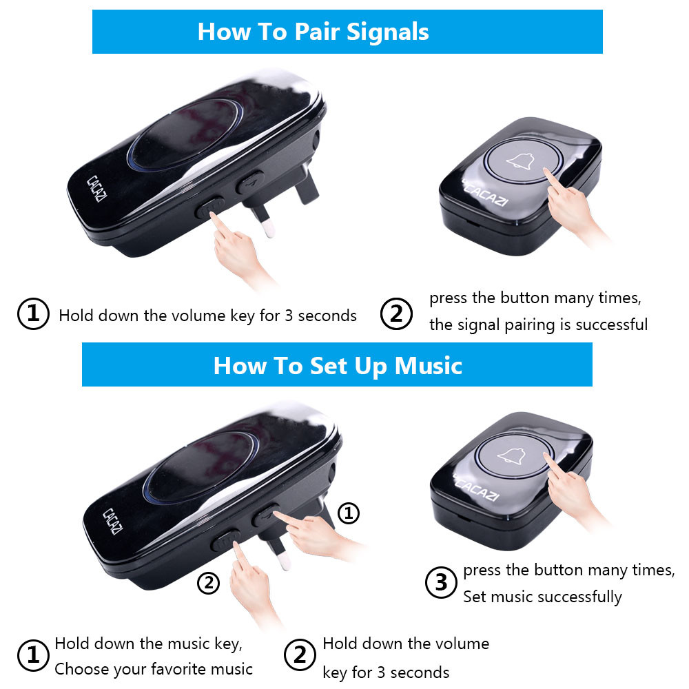 A10 Smart Doorbell - Black 1 Button + 1 Receiver A10 Smart Doorbell - Black 1 Button + 1 Receiver
