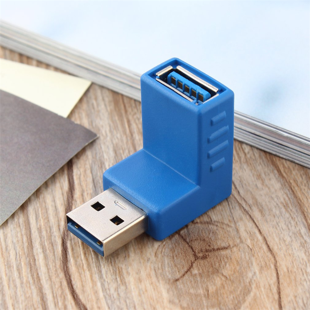 USB 3.0 Male To Female 90 Degree Adapter Plug Converter for PC- Blue USB 3.0 Male To Female 90 Degree Adapter Plug Converter for PC- Blue