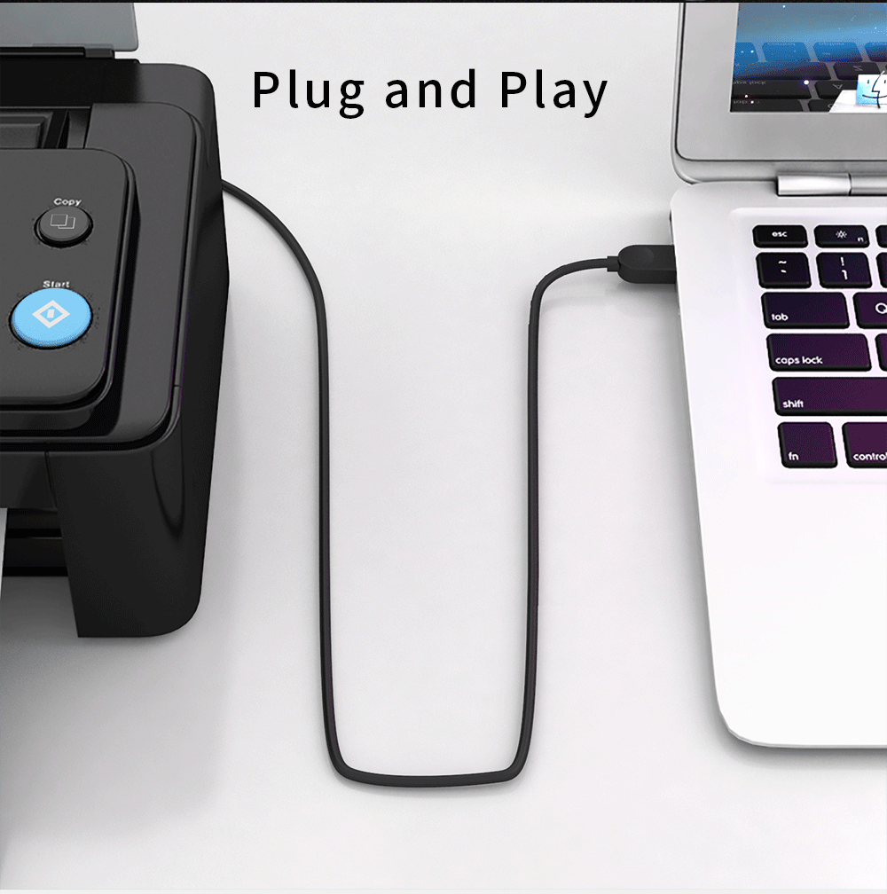 USB Printer Cable Type B Male to A Male- Jet Black 1M USB Printer Cable Type B Male to A Male- Jet Black 1M
