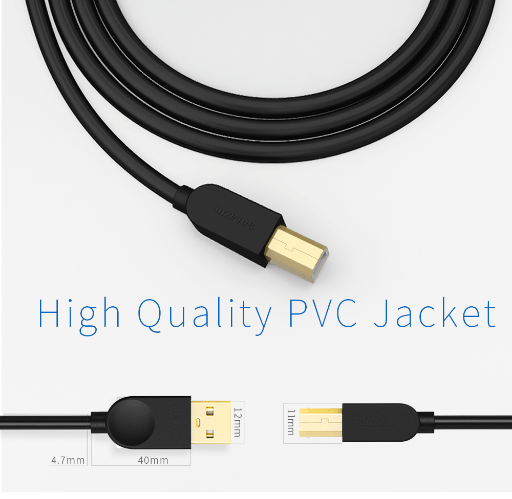 USB Printer Cable Type B Male to A Male- Jet Black 1M USB Printer Cable Type B Male to A Male- Jet Black 1M
